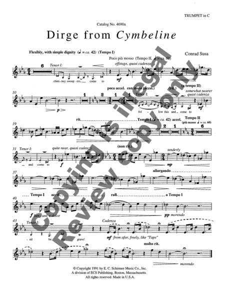 Cymbeline: Dirge (C Trumpet Part)