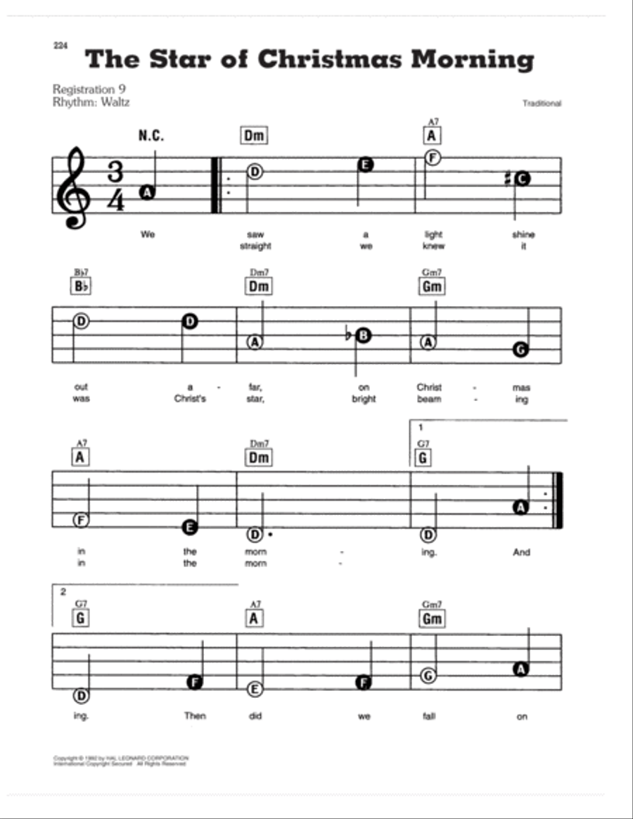 The Star Of Christmas Morning Electronic Keyboard scores gallery preview page 1