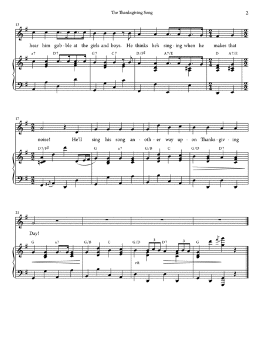 The Thanksgiving Song (The Turkey Song) Voice scores gallery preview page 2