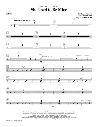 Book cover for She Used To Be Mine (from Waitress the Musical) (arr. Mac Huff) - Drums