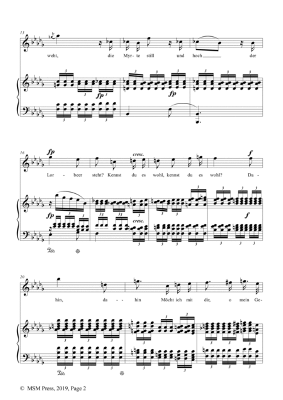 Schumann-Mignon(Kennst du das Land),Op.98a No.1 in b♭ minor Voice scores gallery preview page 3