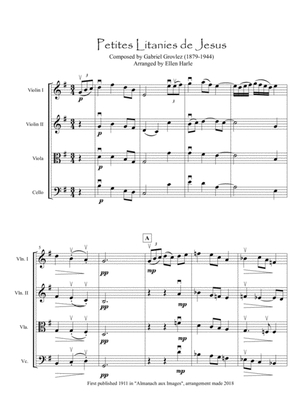 Petites Litanies de Jesus by Gabriel Grovlez - arrangement for String Quartet