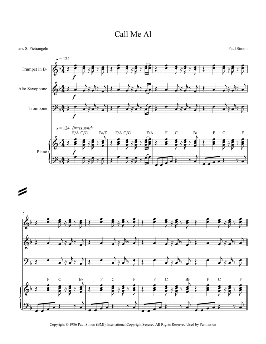 You Can Call Me Al You Can Call Me Al 4-Part scores gallery preview page 1