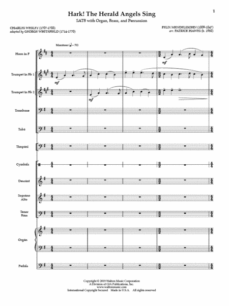 Hark! The Herald Angels Sing (Full Score and Parts) image number null