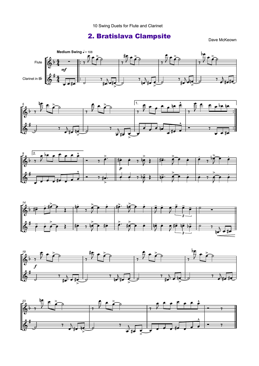 10 Swing Duets for Flute and Clarinet