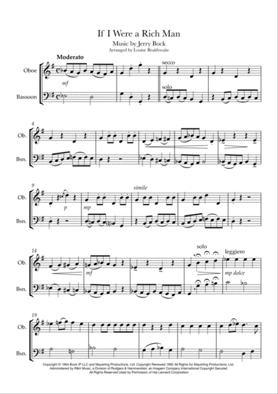 If I Were A Rich Man Woodwind Duet scores gallery preview page 2