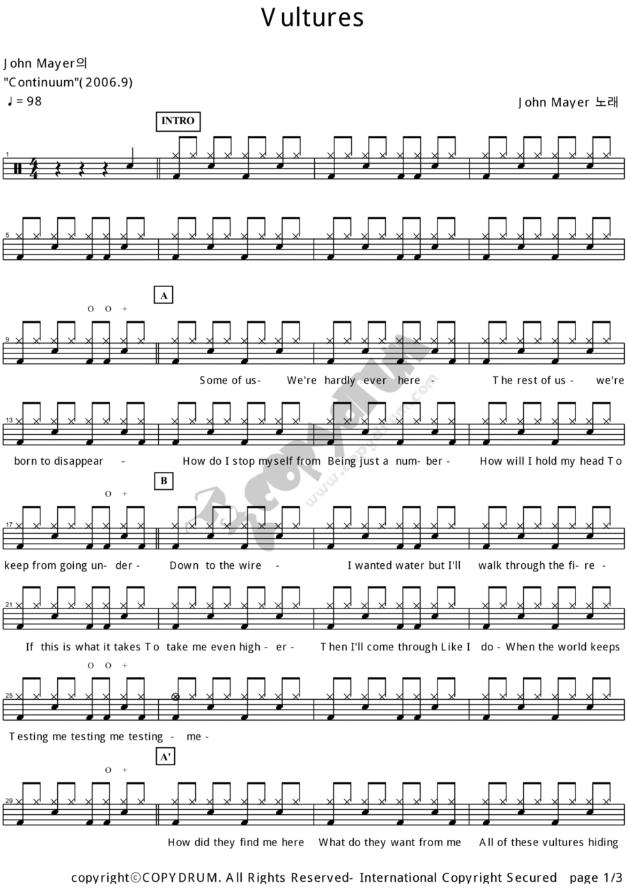 Vultures Drum Set scores gallery preview page 1