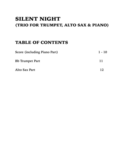 Silent Night (Trio for Trumpet, Alto Sax and Piano) image number null