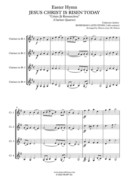 Easter Hymn Collection (with five songs) BOOK 1 - Clarinet Quartet image number null