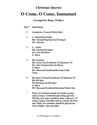 Book cover for O Come, O Come, Immanuel (Emmanuel) - Clarinet Quartet