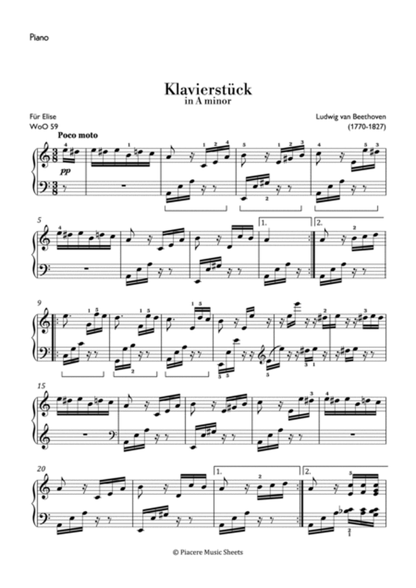 Beethoven - Für Elise (Klavierstück) in A Minor - Intermediate image number null