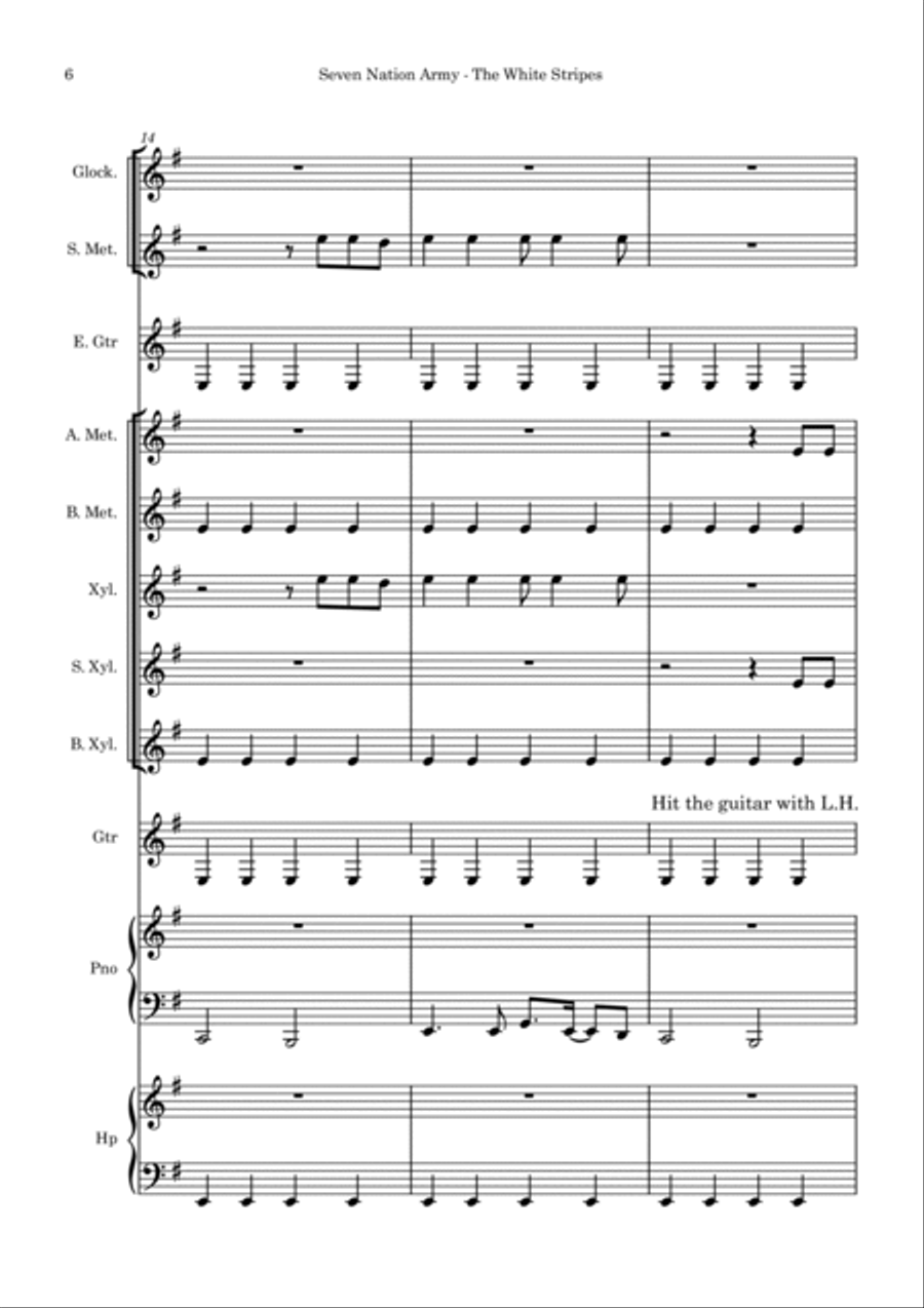 Seven Nation Army Orff Instrument scores gallery preview page 6