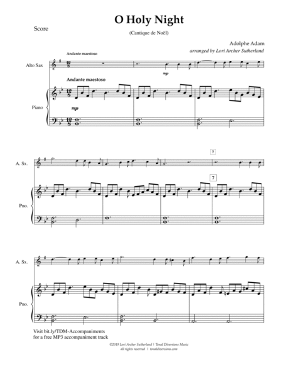 O Holy Night Alto Saxophone scores gallery preview page 2
