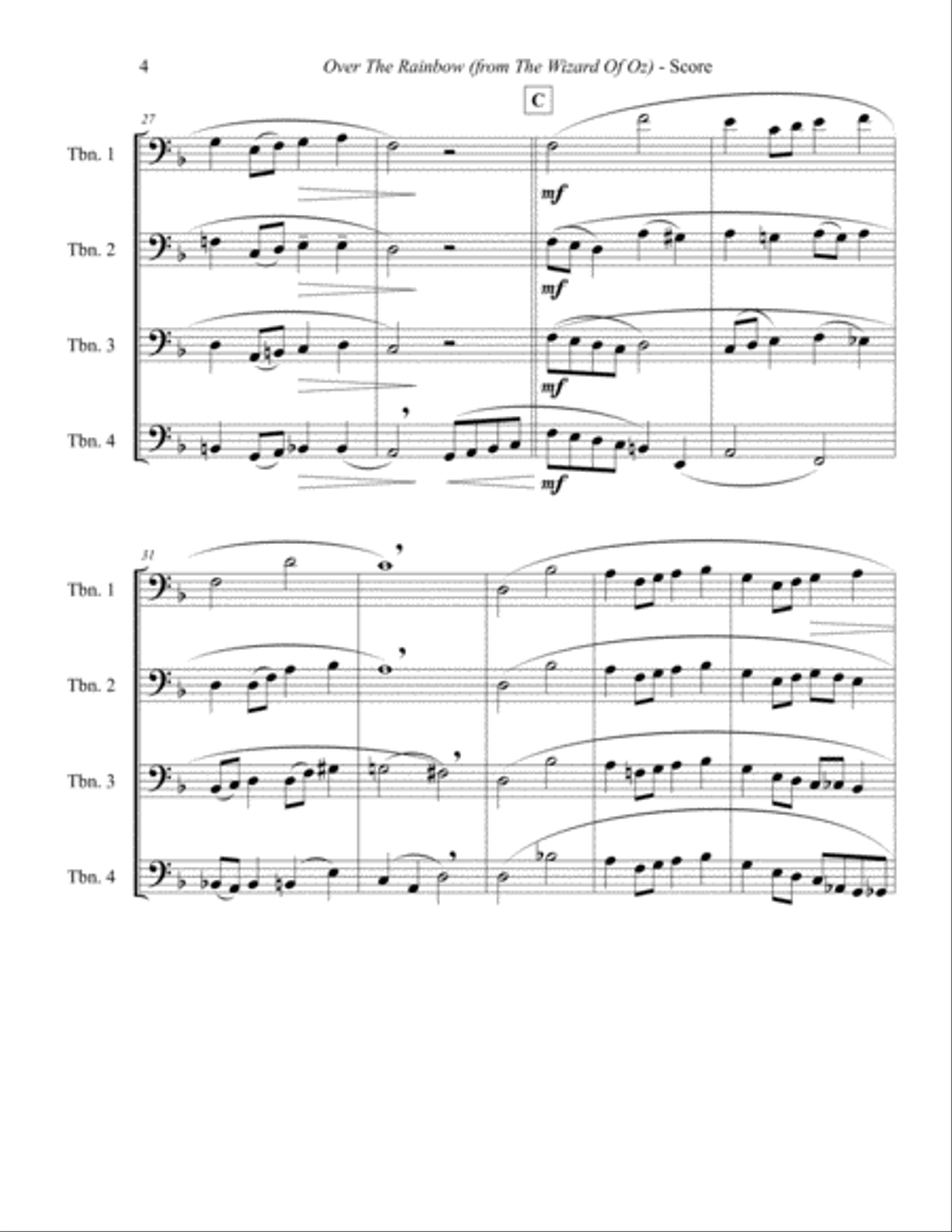 Over The Rainbow (from The Wizard Of Oz) Brass Quartet scores gallery preview page 4