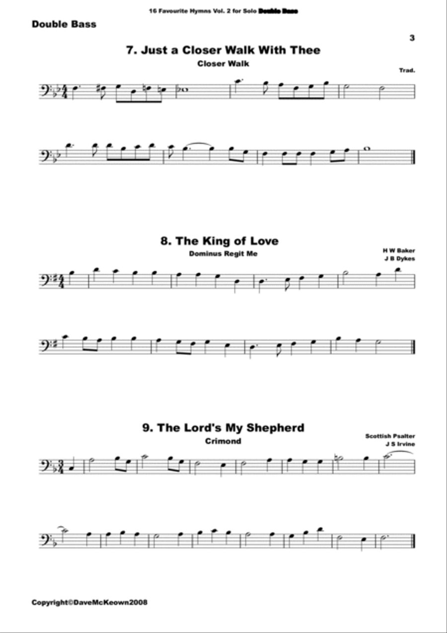 16 Favourite Hymns Vol.2 for solo Double Bass Double Bass scores gallery preview page 3