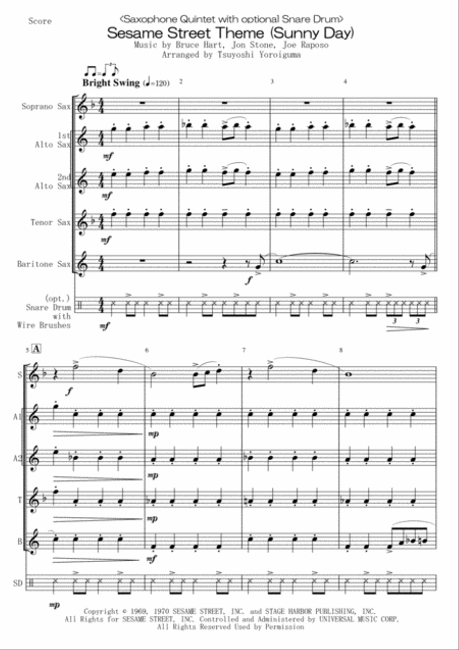 Sesame Street Theme Woodwind Quintet scores gallery preview page 1