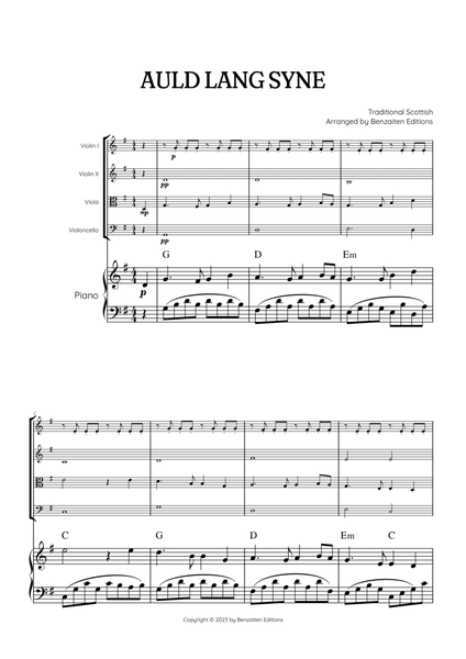 Auld Lang Syne • New Year's Anthem | String Quartet & Piano Accompaniment sheet music with chords image number null