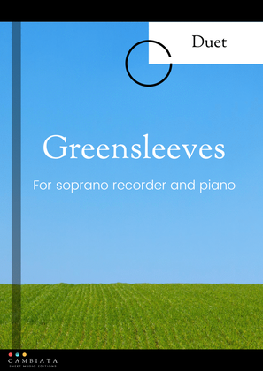 Book cover for Greensleeves - for solo soprano recorder and piano accompaniment (Easy)