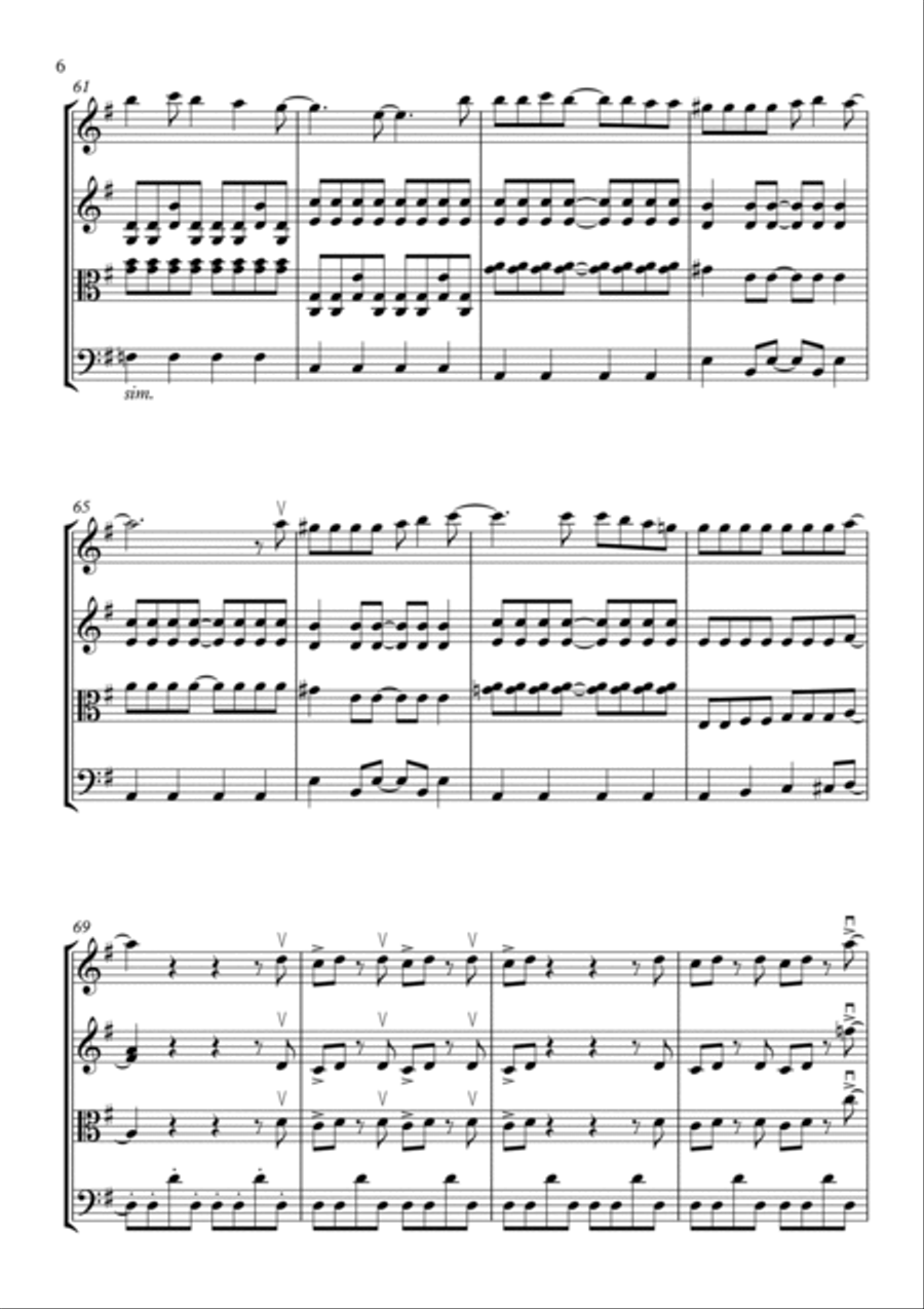 Don't Stop Me Now String Quartet scores gallery preview page 6