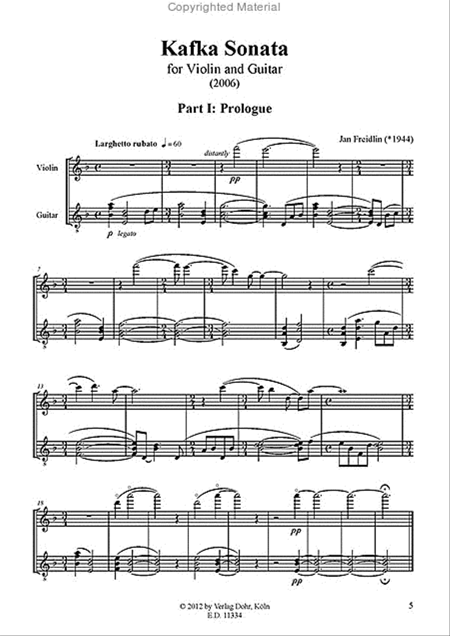 Kafka Sonata für Violine und Gitarre (2006) Violin scores gallery preview page 2