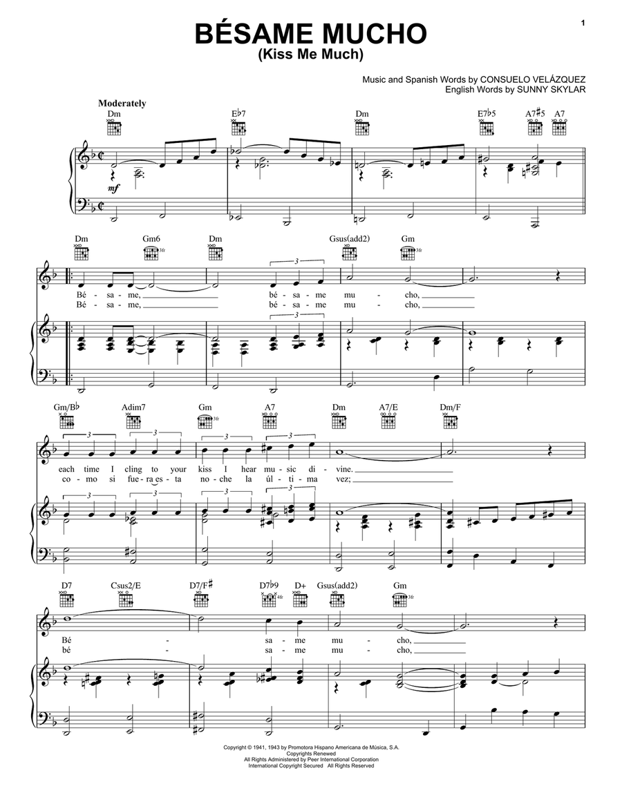 Besame Mucho (Kiss Me Much) Guitar scores gallery preview page 1