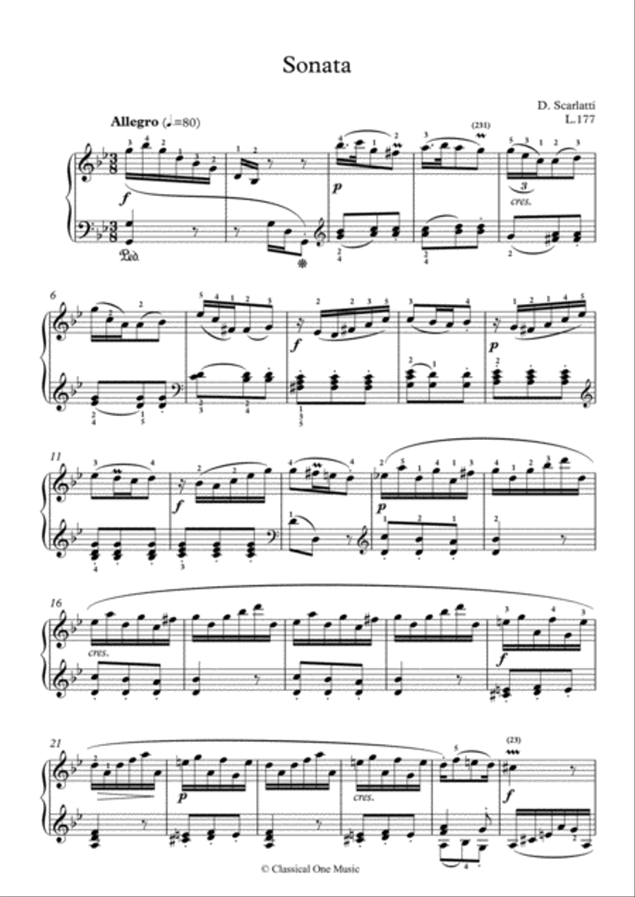 Scarlatti-Sonata in g-minor L.177 K.179(piano) Piano Solo scores gallery preview page 2