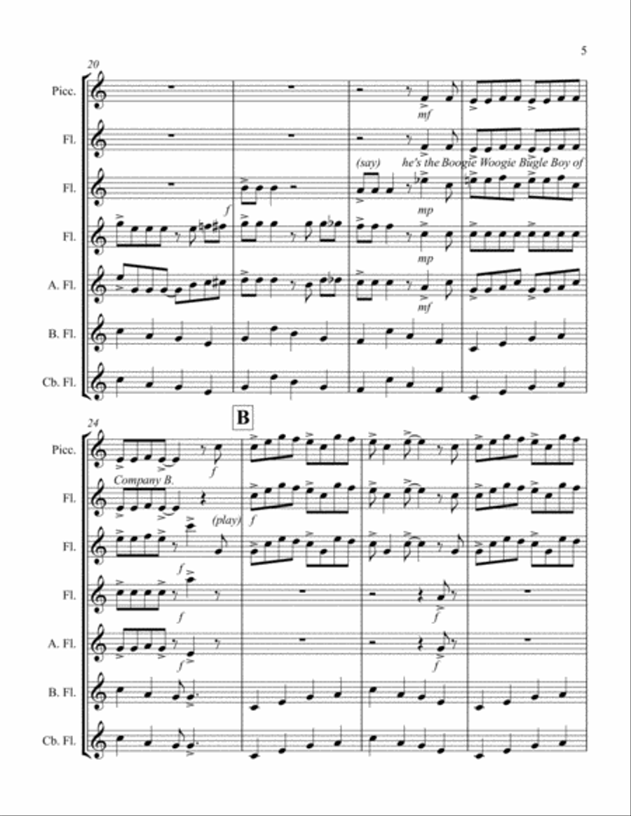Boogie Woogie Bugle Boy Woodwind Ensemble scores gallery preview page 5