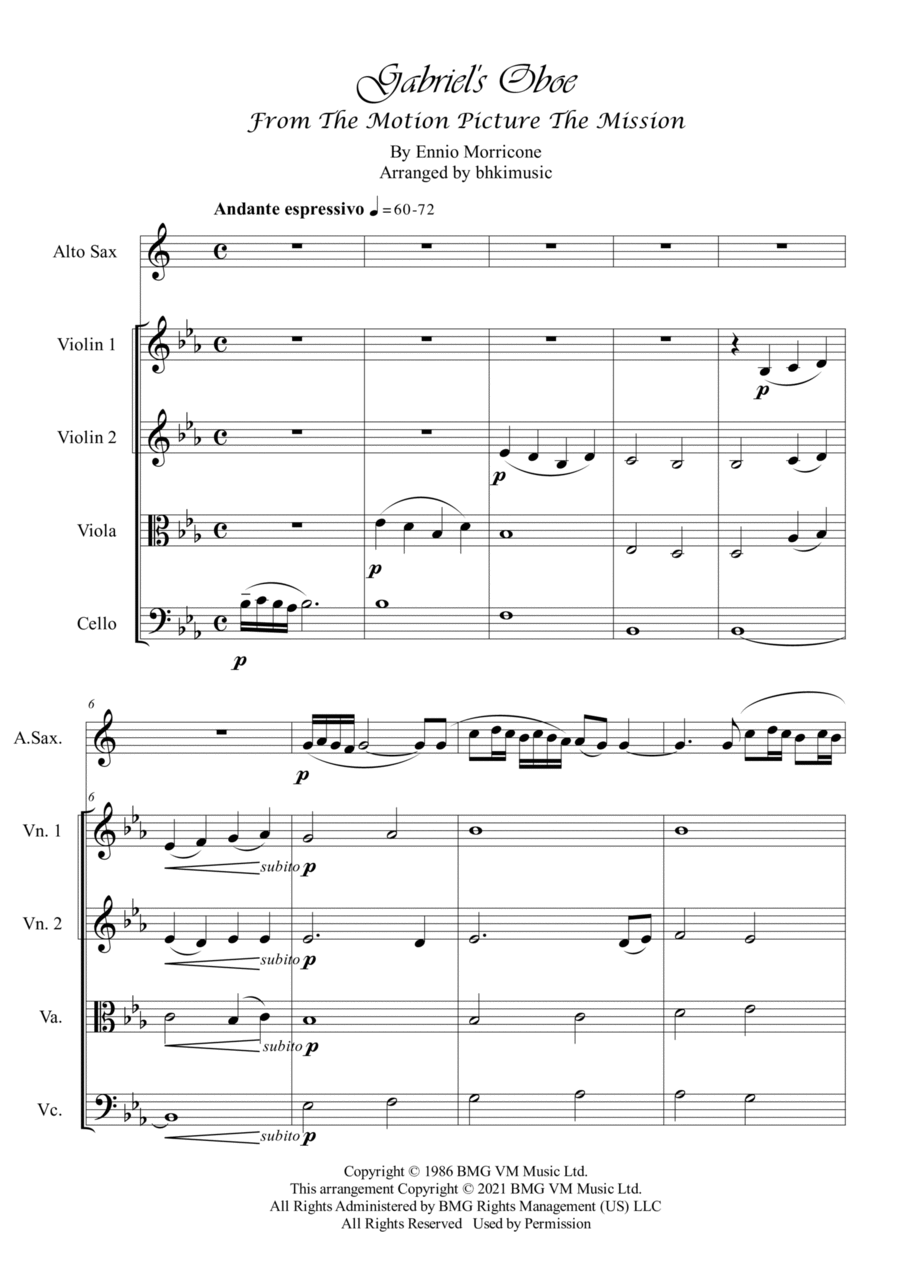 Gabriel's Oboe Small Ensemble scores gallery preview page 1