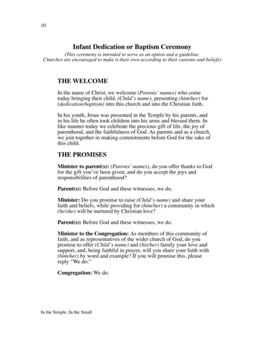 In the Simple, In the Small: A Ceremony for Infant Dedication-Digital Download image number null