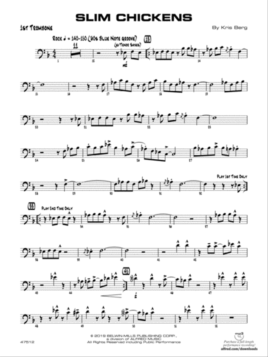 Slim Chickens: 1st Trombone Jazz Ensemble scores gallery preview page 1