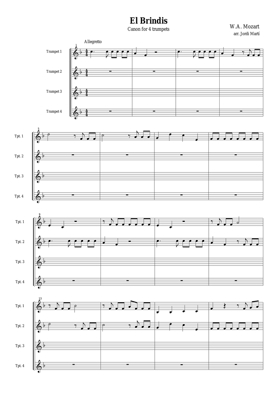 Brindis !!! Brass Quartet scores gallery preview page 1