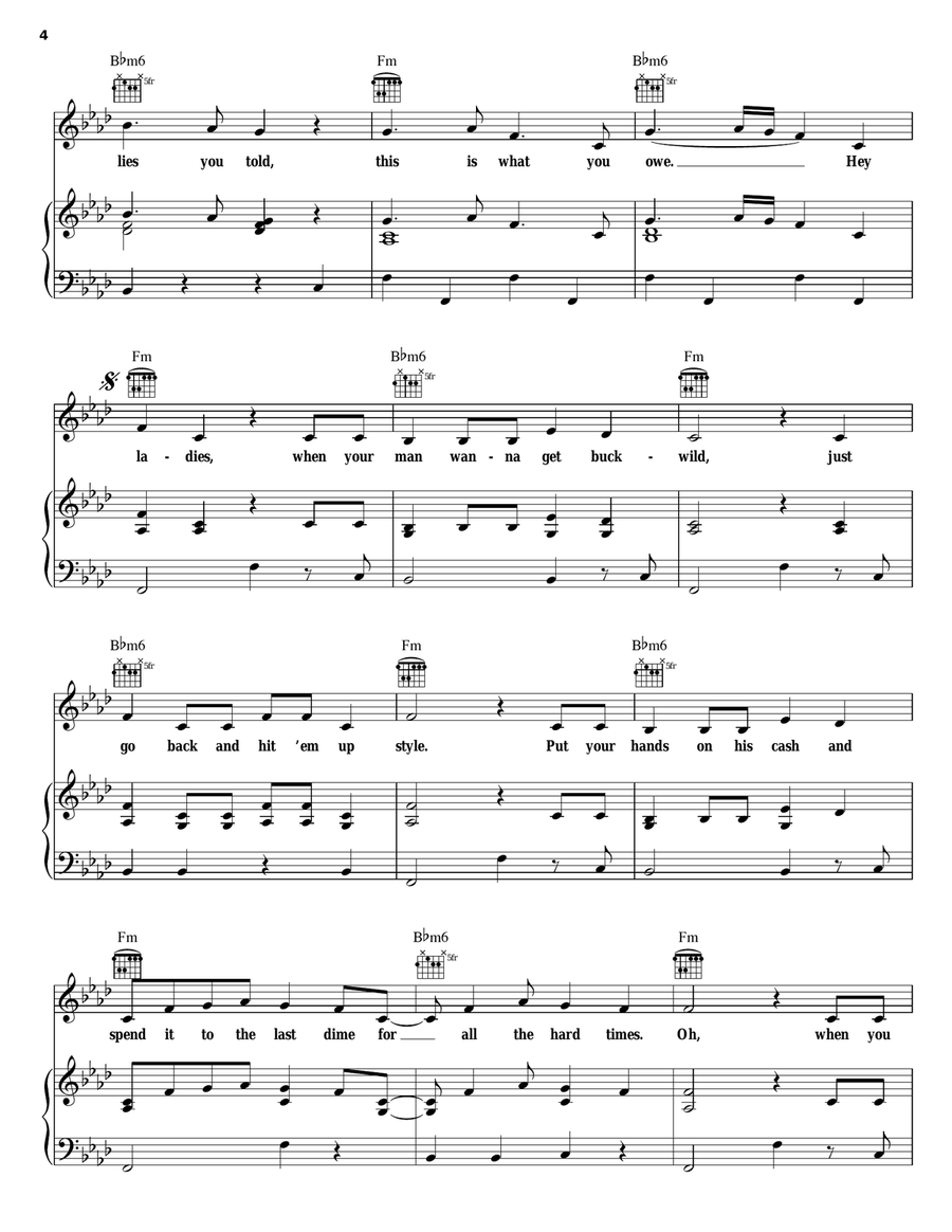 Hit 'Em Up Style (Oops!) Piano, Vocal, Guitar scores gallery preview page 4