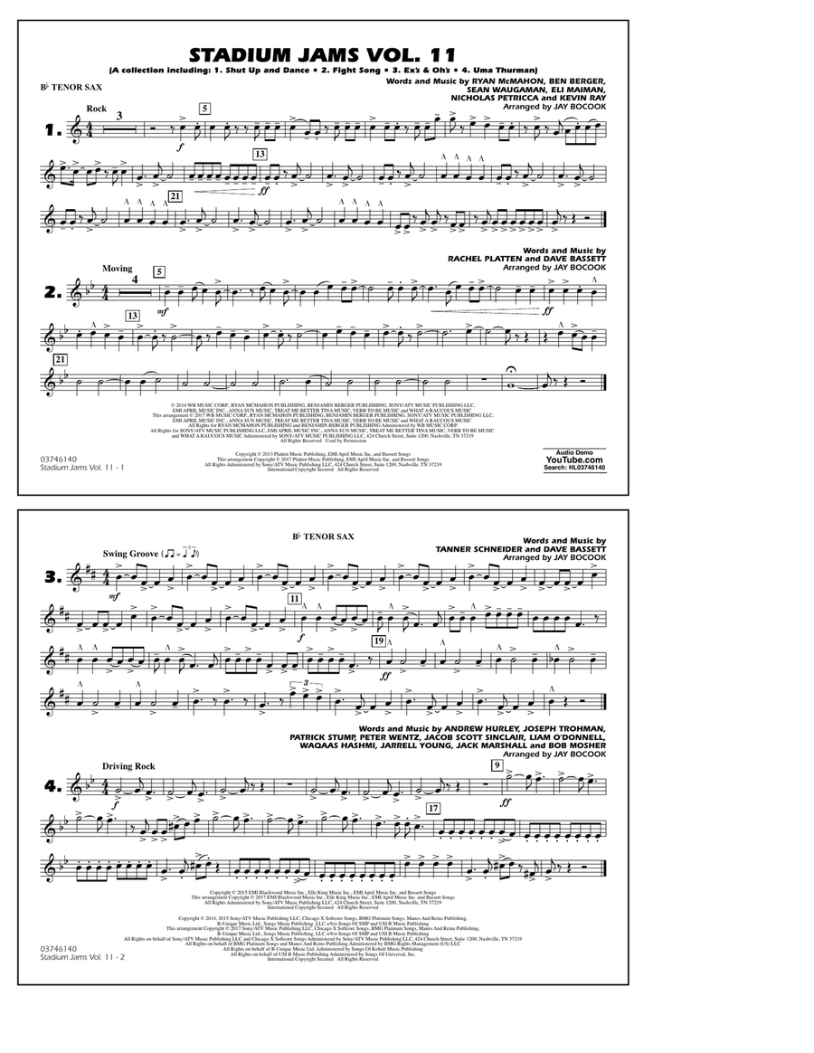 Stadium Jams Volume 11 - Bb Tenor Sax