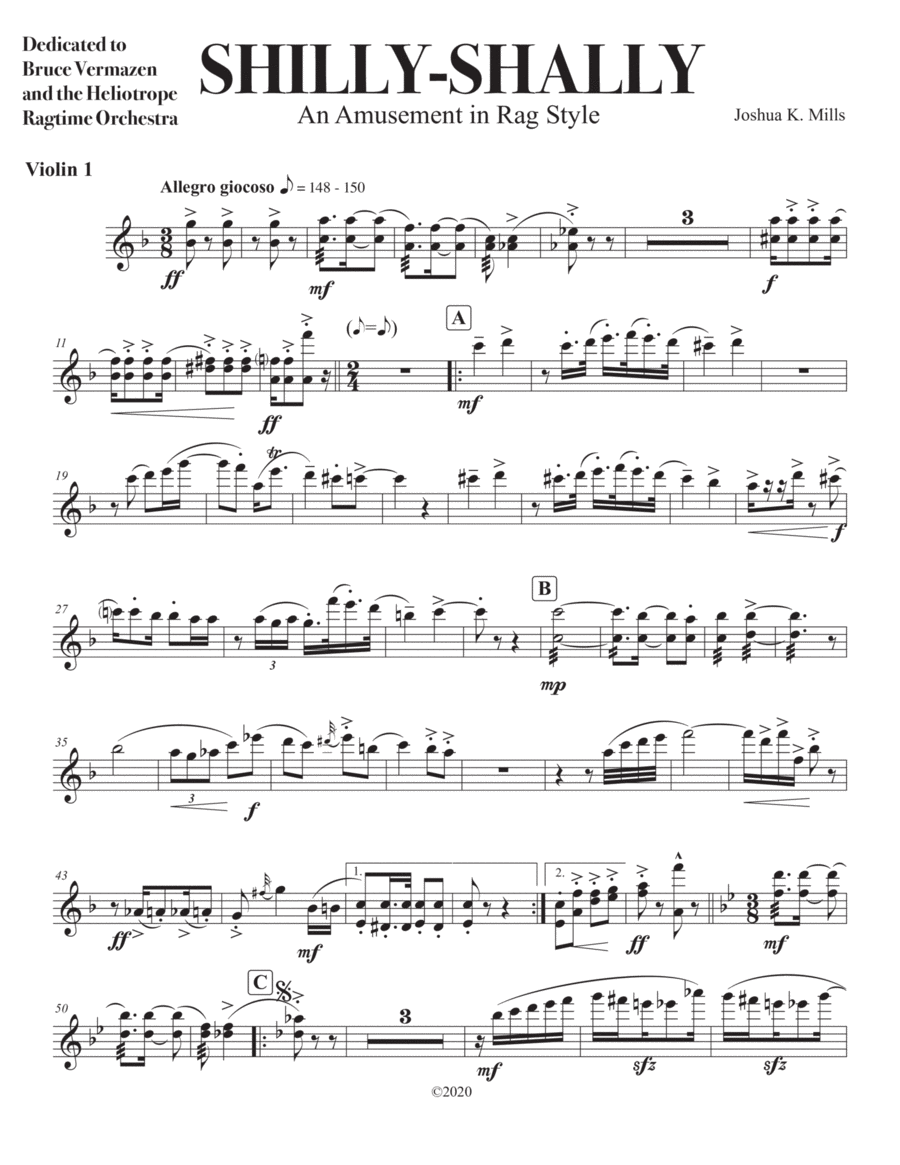 Shilly-Shally. An Amusement in Rag Style Large Ensemble scores gallery preview page 1
