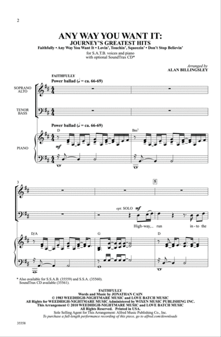 Any Way You Want It: Journey's Greatest Hits 4-Part scores gallery preview page 2