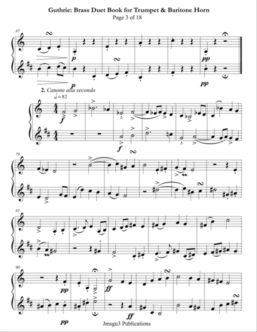 Guthrie: Brass Duet Book for Trumpet & Baritone Horn Brass Duet scores gallery preview page 3