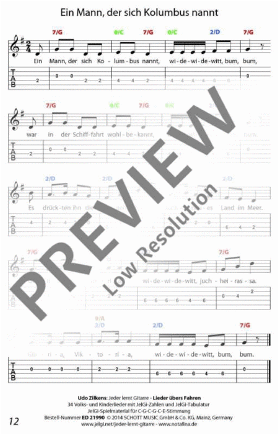 Jeder lernt Gitarre - Lieder übers Fahren Classical Guitar scores gallery preview page 13