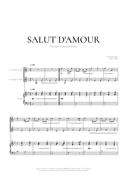 Salut D’amour (Trumpet Duet and Piano) - Edward Elgar image number null