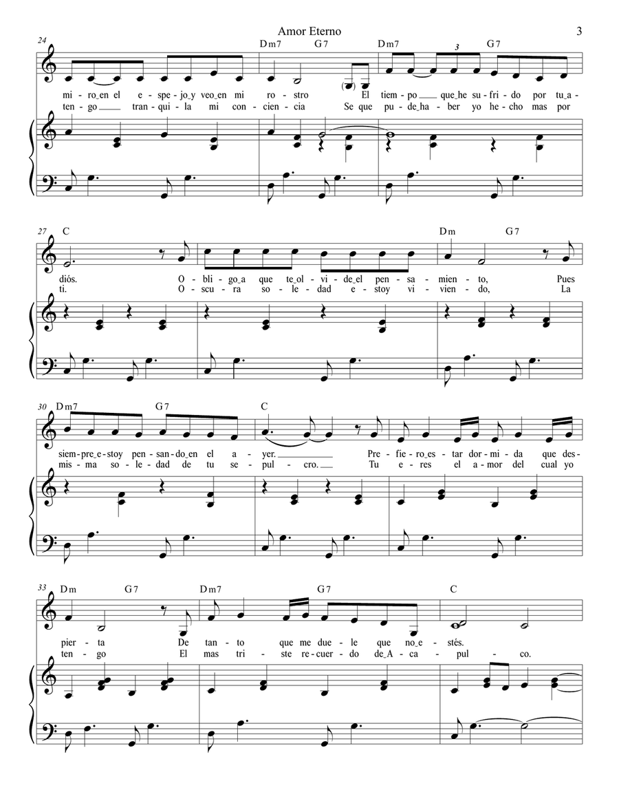 Amor Eterno (el Mas Triste Recuerdo) Piano, Vocal scores gallery preview page 4