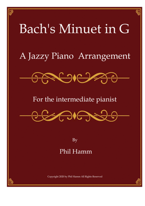 Book cover for Minuet in G by J.S. Bach ( A jazzy version )