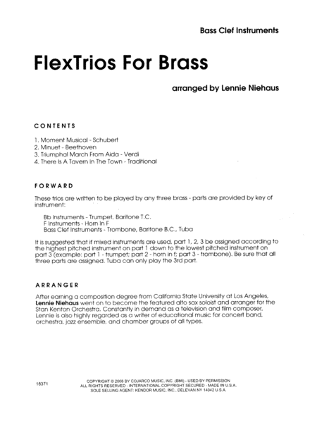 FlexTrios For Brass (Playable By Any Three Brass Instruments) - Trombone/Baritone B.C./Tuba