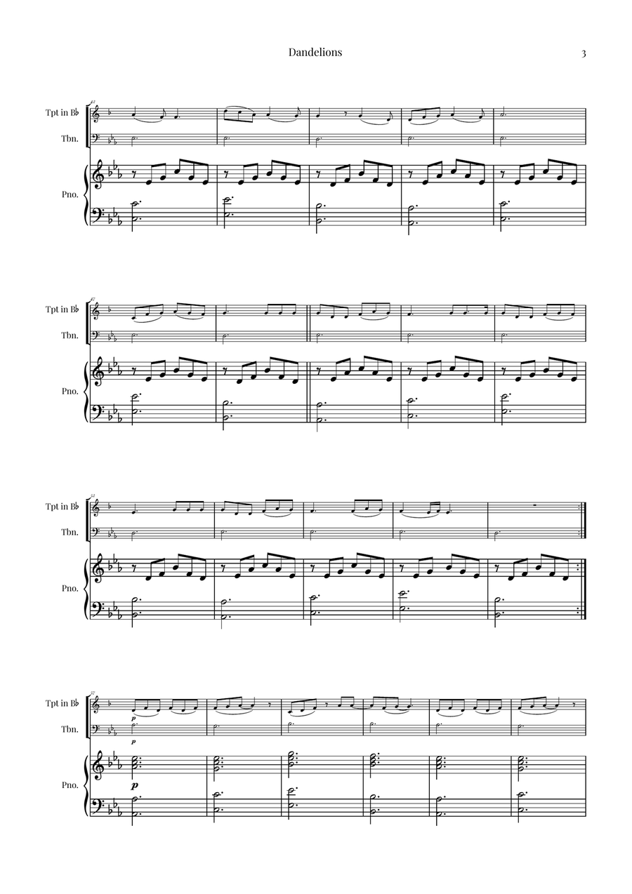 Dandelions Brass Duet scores gallery preview page 3
