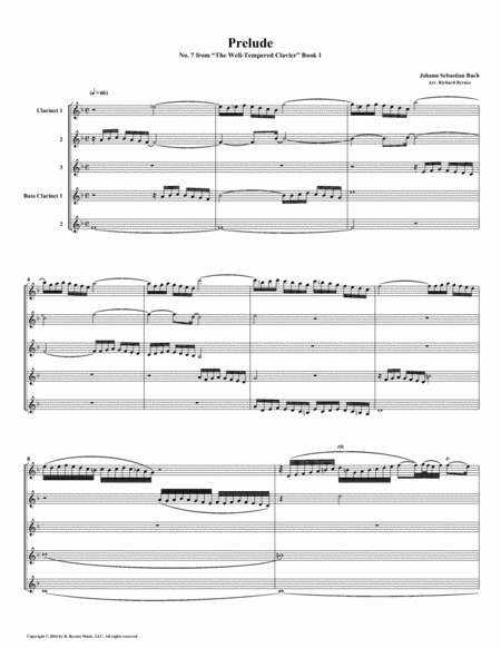 Prelude 07 from Well-Tempered Clavier, Book 1 (Clarinet Quintet) image number null