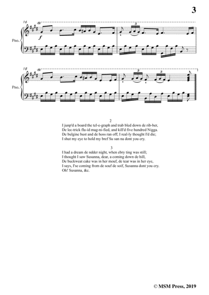 Stephen Collins Foster-Oh!Susanna,in E Major,for Voice and Piano image number null