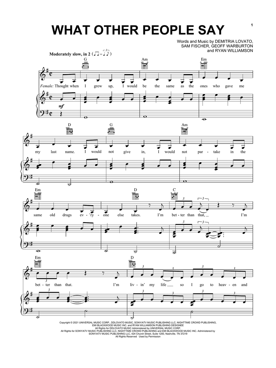 What Other People Say What Other People Say Piano, Vocal, Guitar scores gallery preview page 1