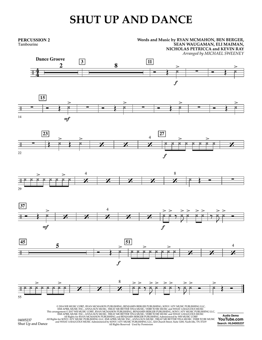 Shut Up and Dance - Percussion 2 Concert Band scores gallery preview page 1