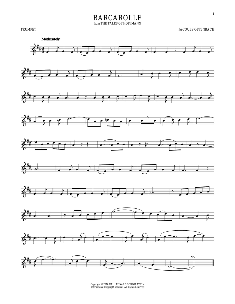 Barcarolle Trumpet Solo scores gallery preview page 1