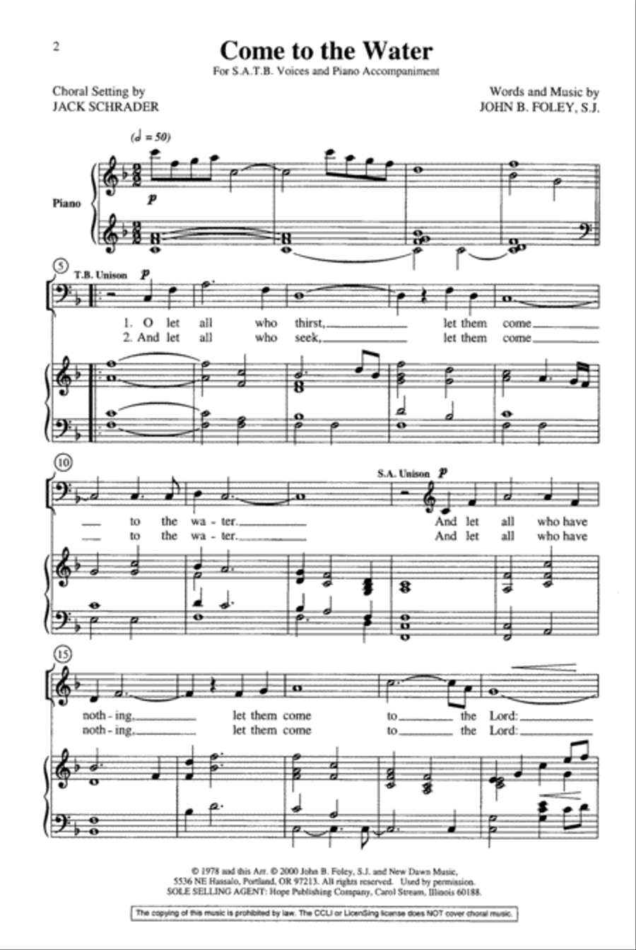Come to the Water Come to the Water 4-Part scores gallery preview page 3