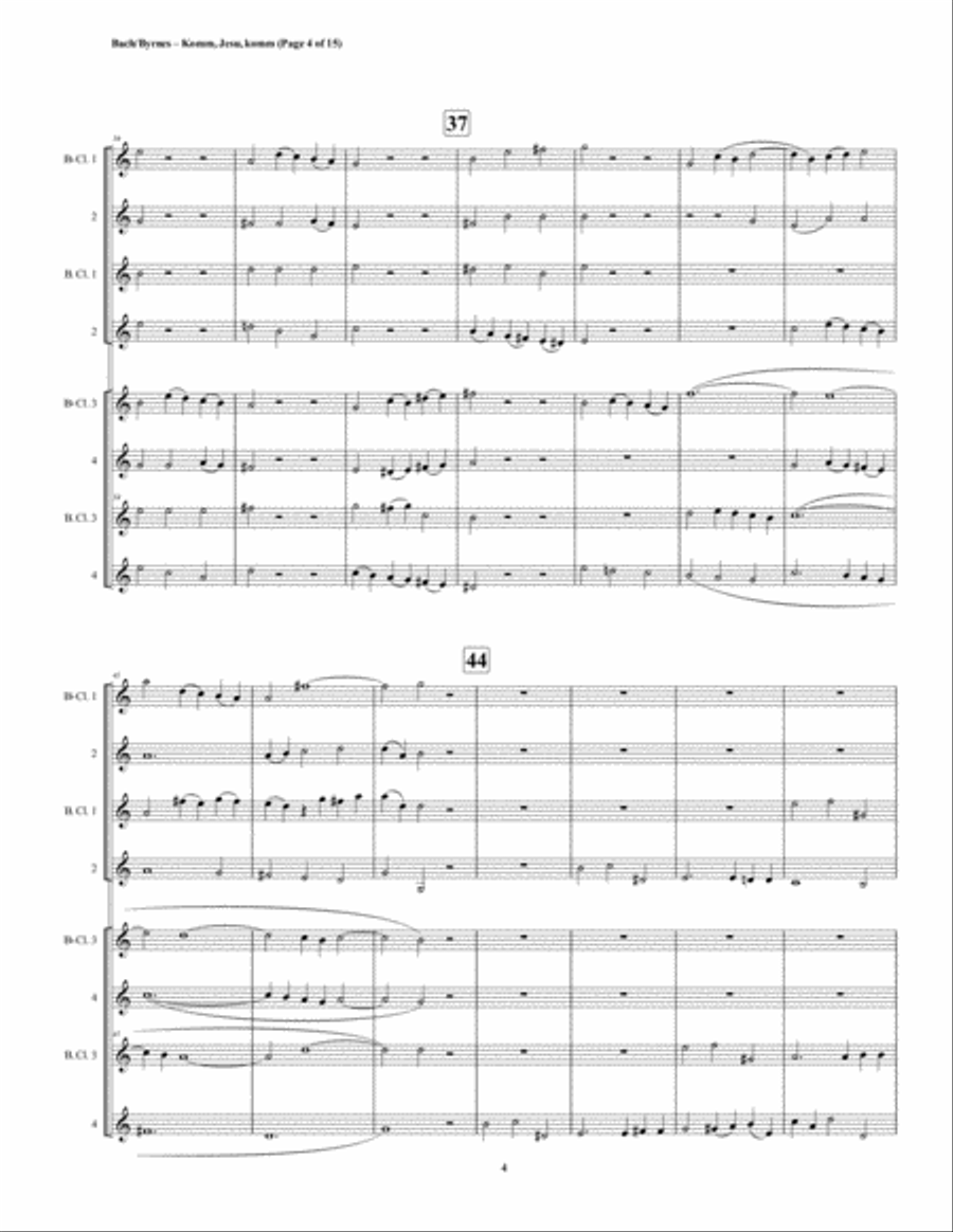 Komm, Jesu, komm (motette) by J.S. Bach (Double Clarinet Choir) Clarinet Choir scores gallery preview page 4
