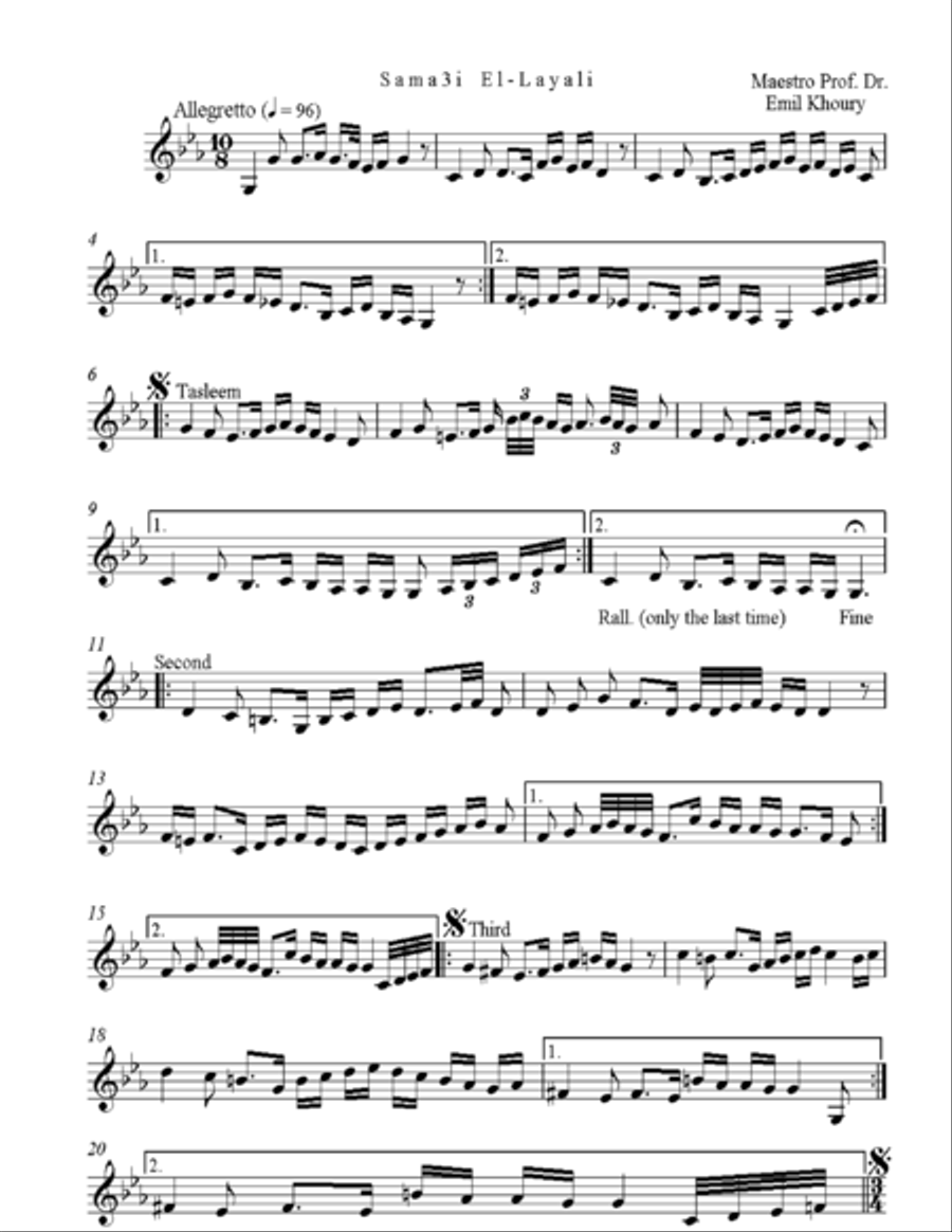 Sama3i El-Layali Chamber Orchestra scores gallery preview page 1